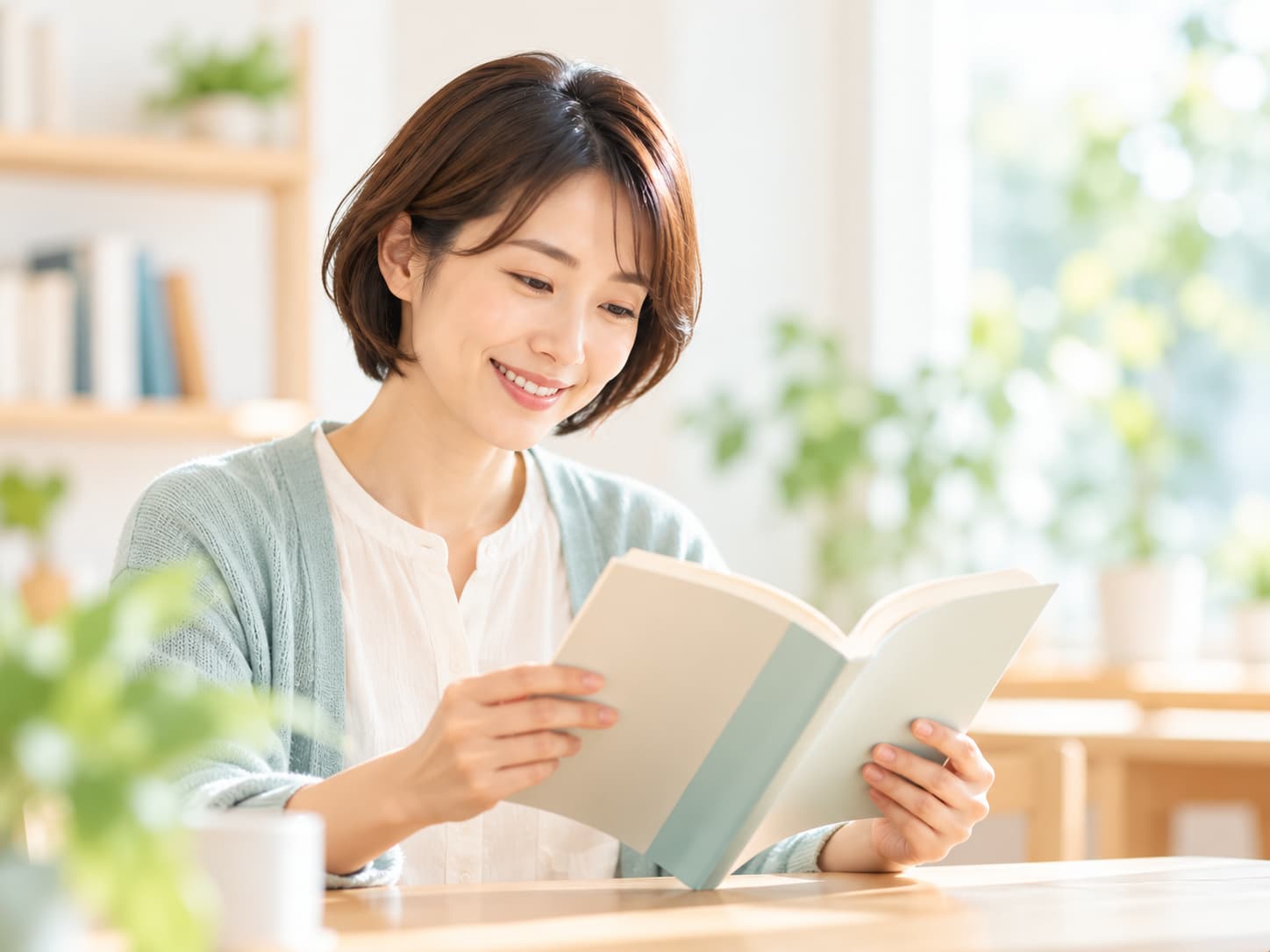 楽読レッスンで本を眺める様子